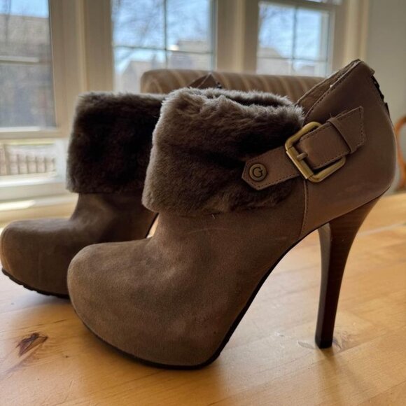 Guess Oleta Suede Faux Fur Booties Size 7.5 - Picture 1 of 5